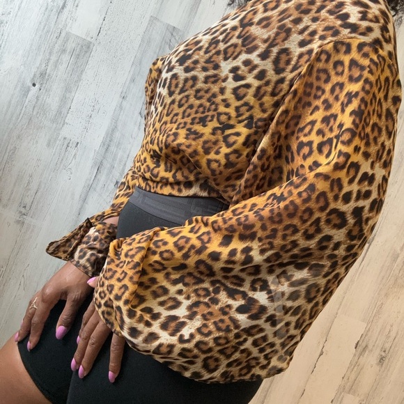 Animal Print Wrap Blouse - Picture 4 of 9